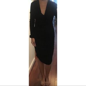 Black jersey midi dress